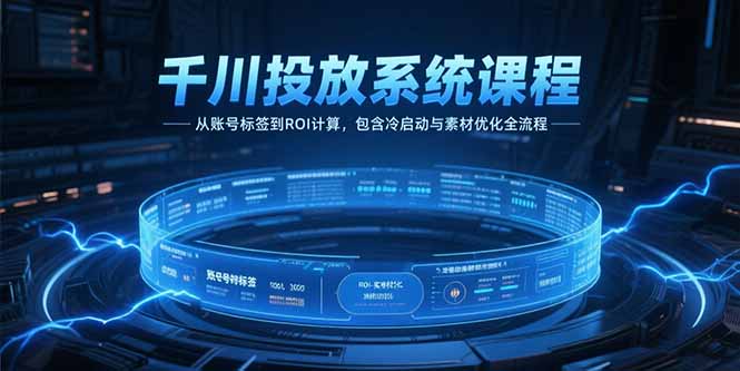 千川投放系统课程，从账号标签到ROI计算，包含冷启动与素材优化全流程-冒泡网