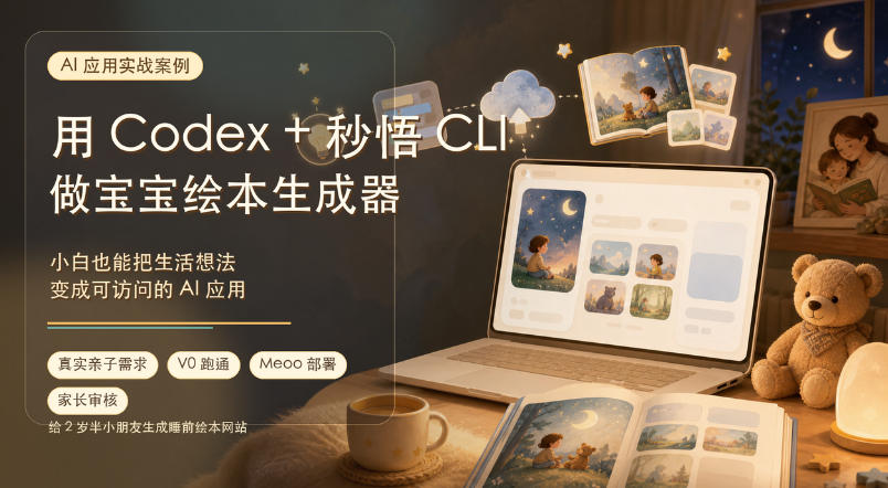AI应用实战案例，用Codex+秒悟CLl做宝宝绘本生成器，小白也能把生活想法变成可访问的AI应用-冒泡网