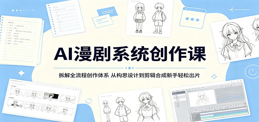AI漫剧系统创作课：拆解全流程创作体系，从构思设计到剪辑合成新手轻松出片-冒泡网