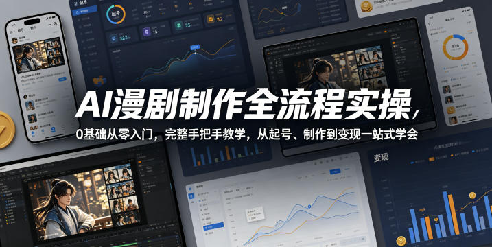 AI漫剧制作全流程实操，0基础从零入门，完整手把手教学，从起号、制作到变现一站式学会-冒泡网
