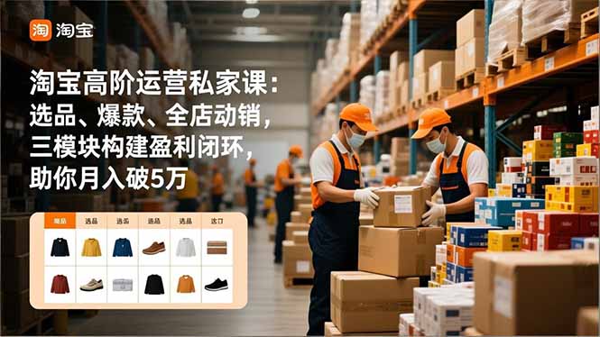 淘宝高阶运营私家课：选品、爆款、全店动销，三模块构建盈利闭环，助你月入破5万(更新12月-冒泡网