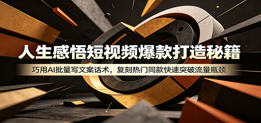 人生感悟短视频爆款打造秘籍：巧用A 批量写文案话术，复刻热门同款快速突破流量瓶颈-冒泡网