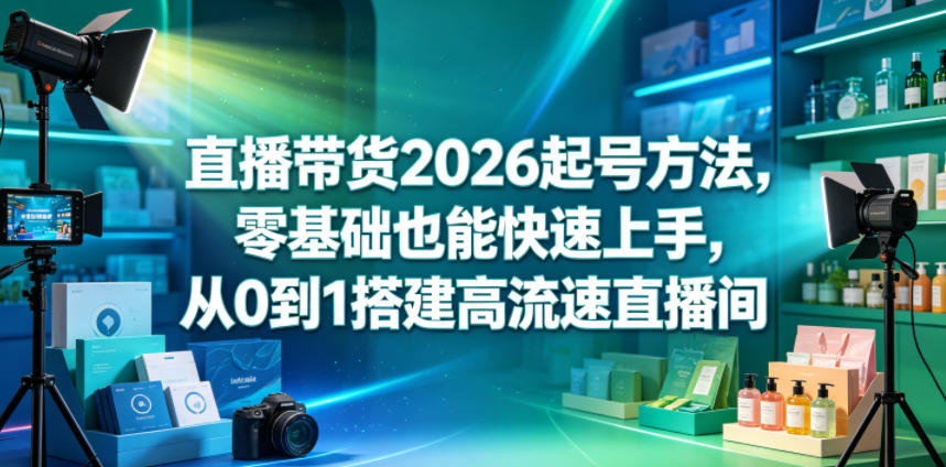 直播带货2026起号方法，零基础也能快速上手，从0到1搭建高流速直播间-冒泡网