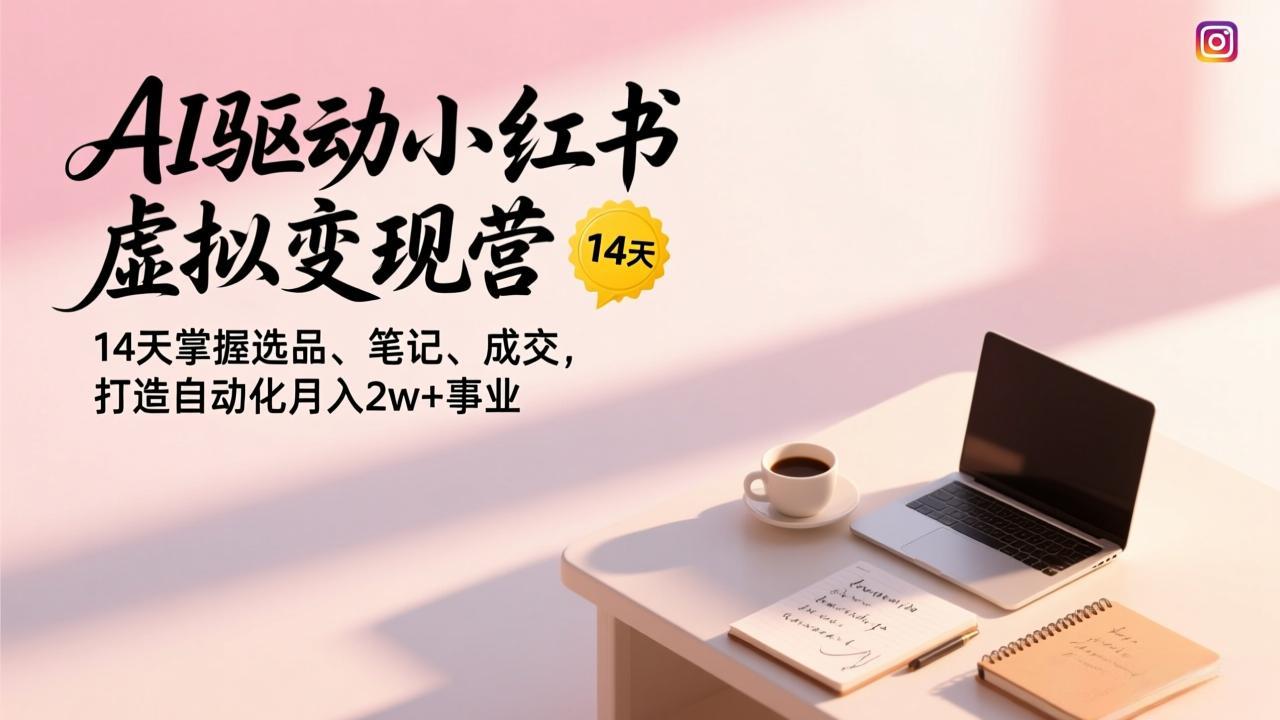 AI驱动小红书虚拟变现营，14天掌握选品、笔记、成交，打造自动化月入2w+事业-冒泡网