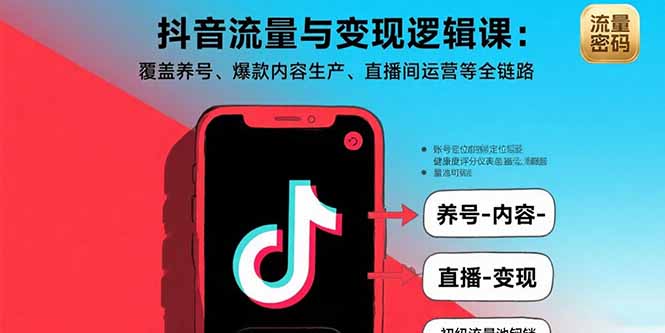 抖音流量与变现逻辑课：覆盖养号、爆款内容生产、直播间运营等全链路-冒泡网