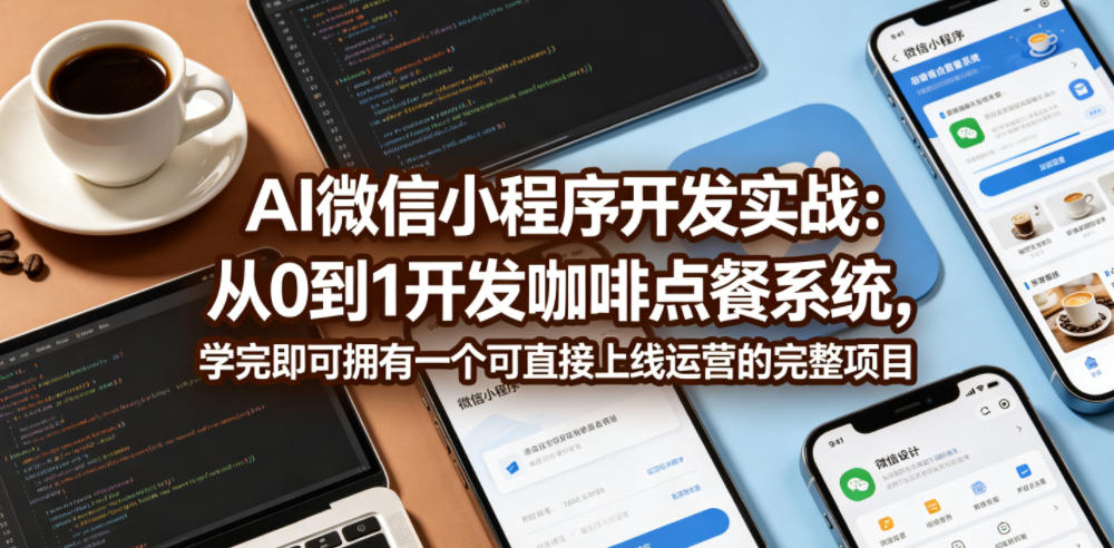 AI微信小程序开发实战：从0到1开发咖啡点餐系统，学完即可拥有一个可直接上线运营的完整项目-冒泡网