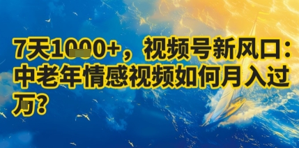 7天收益1k+，视频号新风口：中老年情感视频如何月入过W?-冒泡网