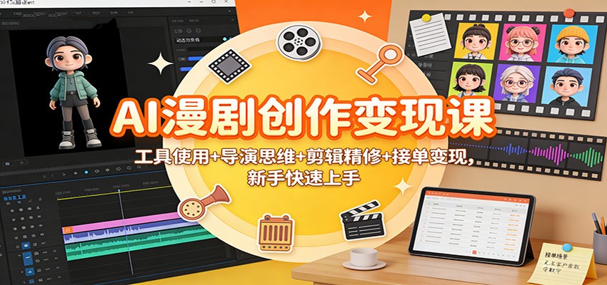 AI漫剧创作变现课：工具使用+导演思维+剪辑精修+接单变现，新手快速上手-冒泡网