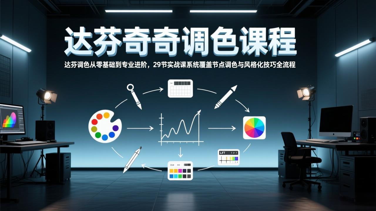 达芬奇调色从零基础到专业进阶，29节实战课系统覆盖节点调色与风格化技巧全流程-冒泡网