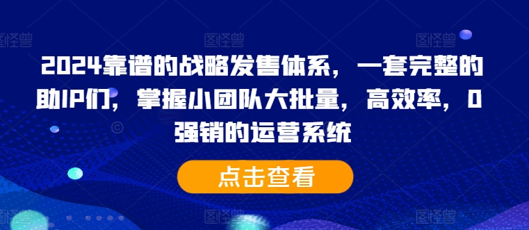 2024靠谱的战略发售体系，一套完整的助IP们，掌握小团队大批量，高效率，0 强销的运营系统-冒泡网