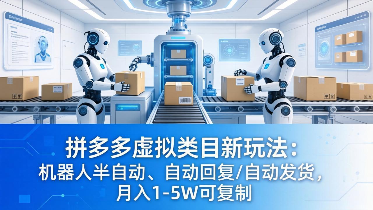 拼多多虚拟类目新玩法：机器人半自动、自动回复 /自动发货，月入 1-5W 可复制-冒泡网