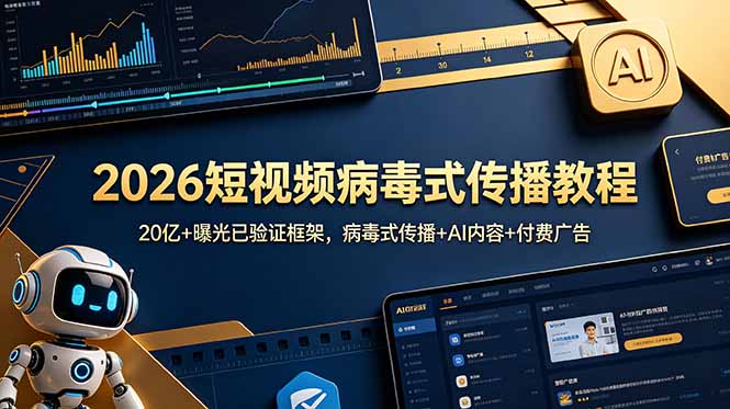 2026短视频病毒式传播教程：20亿+曝光已验证框架，病毒式传播+AI内容+付费广告-冒泡网