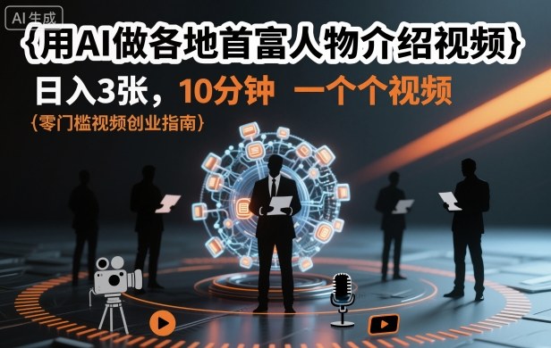 57b842087aeba06eed5c438f69cacdc6.jpeg 用AI做各地首富人物介绍视频,日入3张,10分钟一个视频