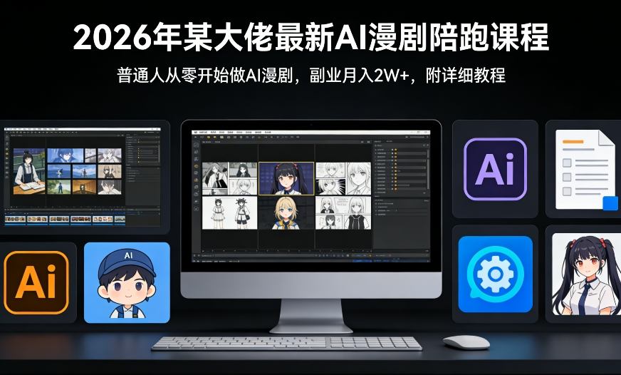 26年某大佬最新Ai漫剧陪跑课程，普通人从零开始做AI漫剧，副业月入2W+-冒泡网