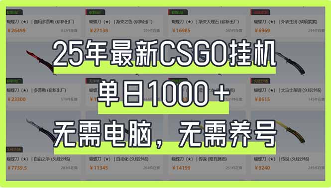 25年最新CSGO挂机系统，单日1000+，无需电脑，无需养号，0基础可上手-冒泡网