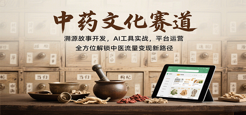 中药文化赛道：溯源故事开发，AI工具实战，平台运营，全方位解锁中医流量变现新路径-冒泡网