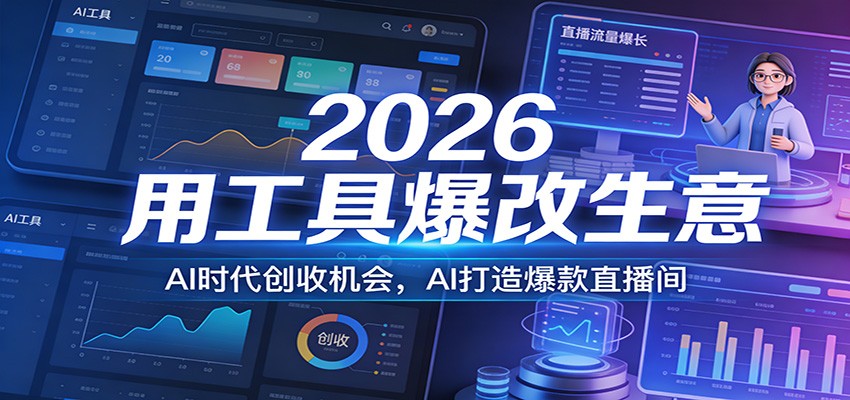 2026用工具爆改生意，AI时代创收机会，AI打造爆款直播间-冒泡网
