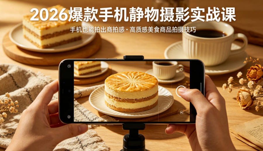 5f3621219c1e05d2fa9854695fc2dc37.jpeg 2026爆款手机静物摄影实战课,手机也能拍出商拍感,学会拍出高质感美食商品