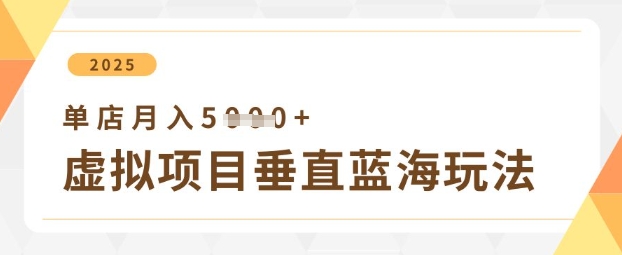 虚拟项目垂直玩法，实现单店月入5k+-冒泡网