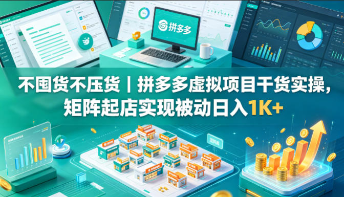 不囤货不压货｜拼多多虚拟项目干货实操，矩阵起店实现被动日入1K+【揭秘】-冒泡网