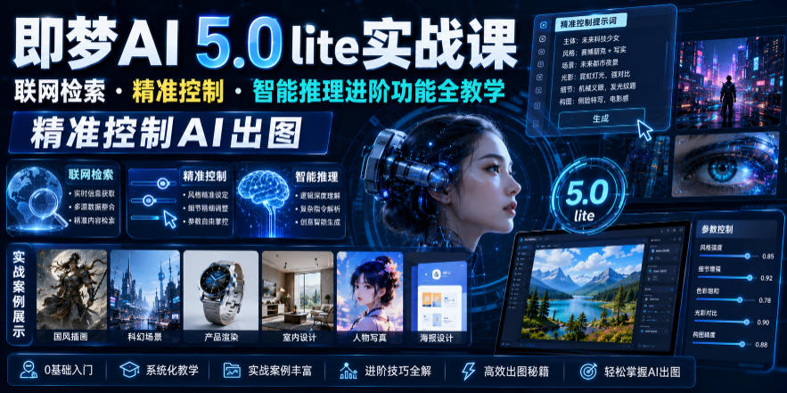 即梦AI 5.0 lite实战课，联网检索・精准控制・智能推理进阶功能全教学，精准控制AI出图-冒泡网