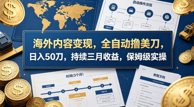 海外内容变现，全自动撸美刀，日入50刀，持续三月收益，保姆级实操【揭秘】-冒泡网