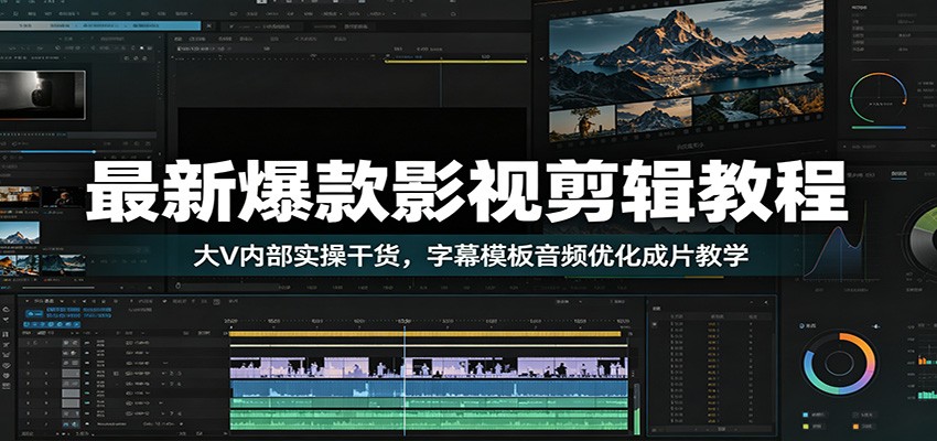 最新爆款影视剪辑教程：大V内部实操干货，字幕模板音频优化成片教学-蜗牛学社