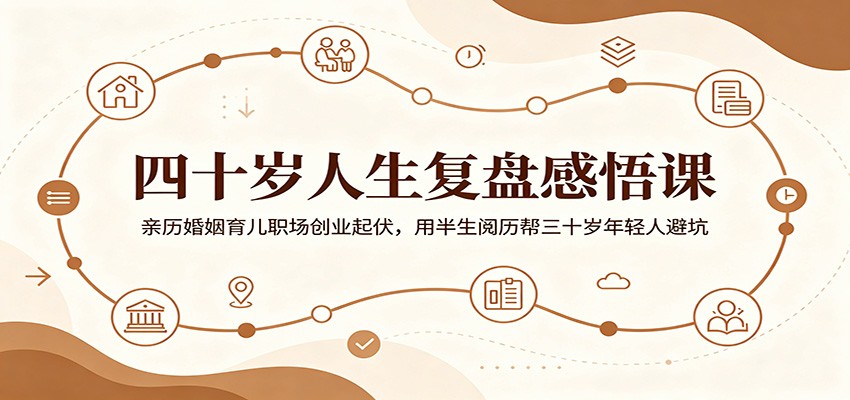 四十岁人生复盘感悟课:亲历婚姻育儿职场创业起伏,用半生阅历帮三十岁年轻人避坑-冒泡网