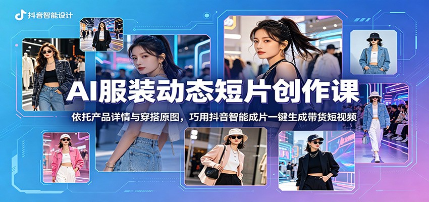 AI服装动态短片创作课:依托产品详情与穿搭原图,巧用抖音智能成片一键生成带货短视频-冒泡网