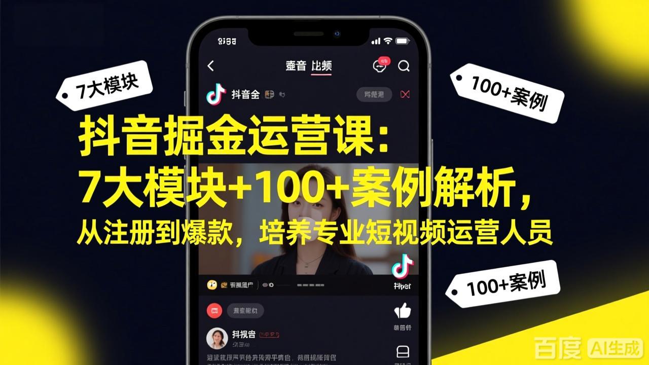 644a52e40996122b102d4d17ea4df398.jpeg 抖音掘金运营课:7大模块+100+案例解析,从注册到爆款,培养专业短视频运营人员