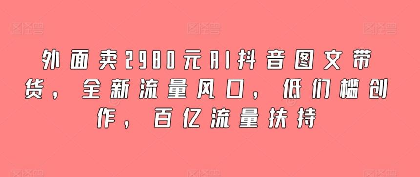 外面卖2980元AI抖音图文带货，全新流量风口，低们槛创作，百亿流量扶持-冒泡网