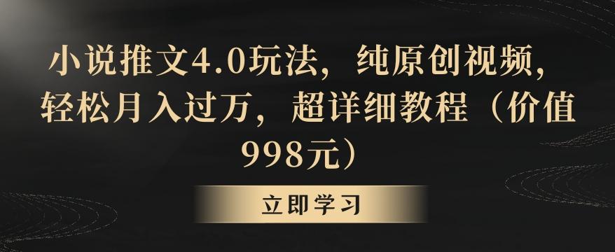 小说推文4.0玩法，纯原创视频，轻松月入过万，超详细教程(价值998元)【揭秘】-冒泡网