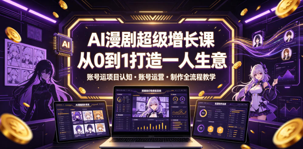 6575b3eef5089cb331aff3fd6fdc582f.jpeg AI漫剧超级增长课,从0到1打造一人生意,项目认知・账号运营・制作全流程教学