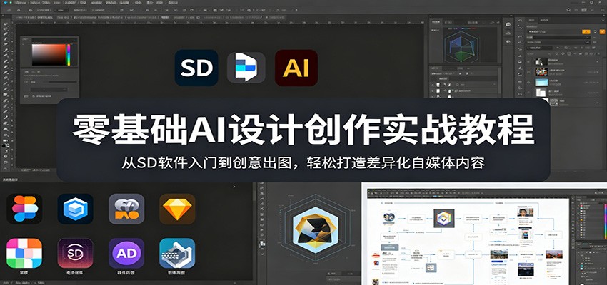 零基础AI设计创作实战教程：从SD软件入门到创意出图，轻松打造差异化自媒体内容-冒泡网