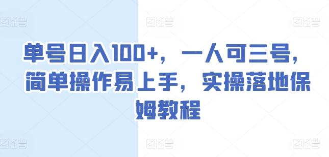 单号日入100+，一人可三号，简单操作易上手，实操落地保姆教程【揭秘】-冒泡网