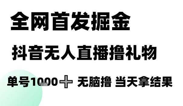 全网首发掘金抖音无人直播撸礼物，单号1k +无脑撸，当天拿结果【揭秘】-冒泡网