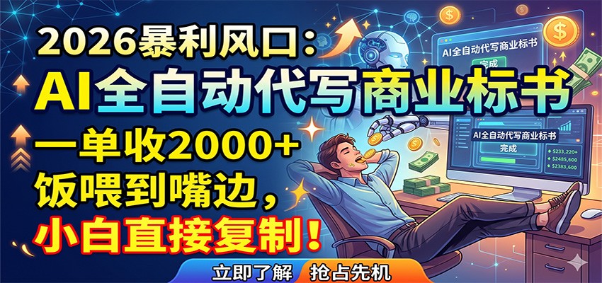 AI全自动代写商业标书，一单收2000+，饭喂到嘴边，小白直接复制-冒泡网
