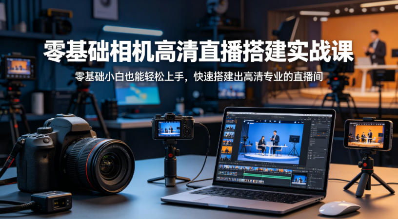 零基础相机高清直播间搭建实战课，小白也能轻松上手，快速搭建出高清专业的直播间-冒泡网