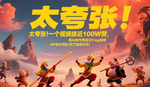 6a048c3c7123975b127e6d11e1c10b34.jpeg 太夸张!一个视频接近100W赞,用AI制作西游记Vlog视频,全流程拆解来了(附万能提示词)