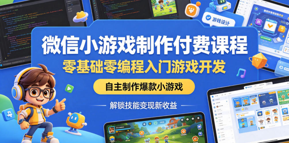 6a7531d7dd3c0899b8eef2eca645c9fa.jpeg 微信小游戏制作付费课程,零基础零编程入门游戏开发,自主制作爆款小游戏,解锁技能变现新收益