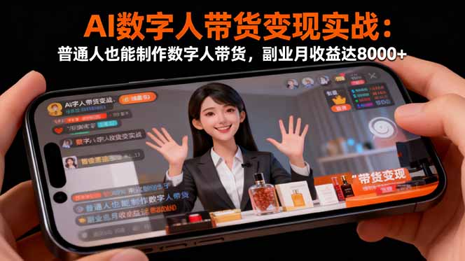 AI数字人带货变现实战：普通人也能制作数字人带货，副业月收益达8000+-冒泡网