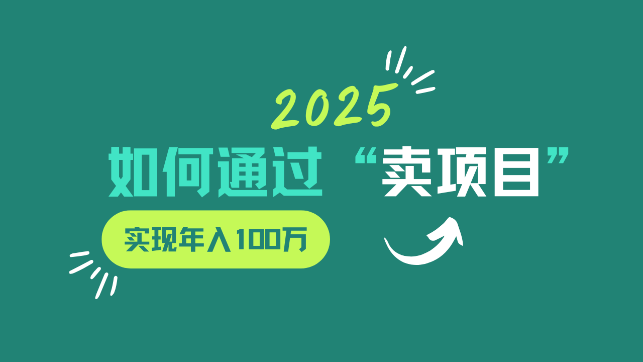2025年如何通过“卖项目”实现年入100w-冒泡网