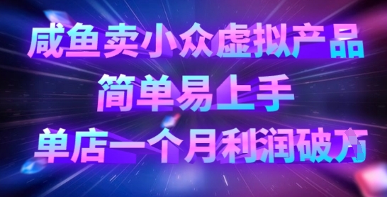 咸鱼卖小众虚拟产品，简单易上手，单店一个月利润破W-冒泡网