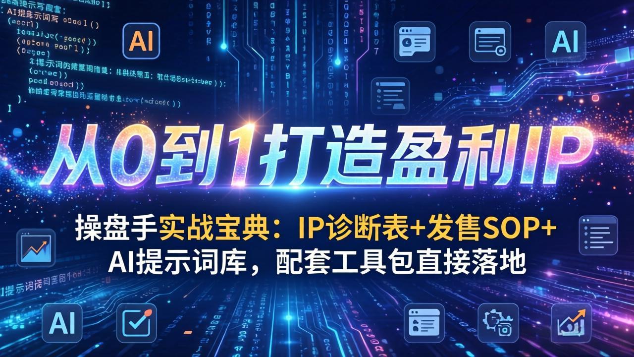 操盘手实战宝典：IP诊断表+发售SOP+AI提示词库，配套工具包直接落地，从0到1打造盈利IP-冒泡网