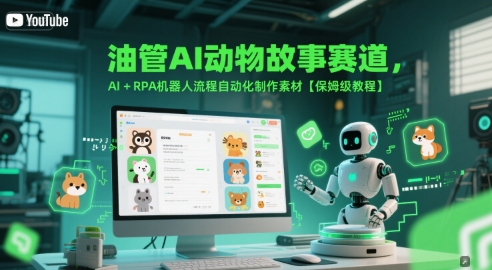 油管AI动物故事赛道，AI+RPA机器人流程自动化制作素材【保姆级教程】-冒泡网