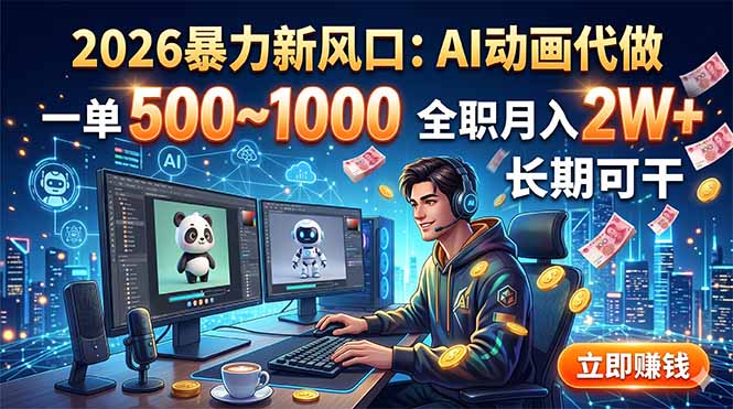 70e8076e3a7174822e2f3bcd1addf9cb.jpeg 2026暴力新风口:AI动画代做,一单500~1000,全职月入2W+,长期可干