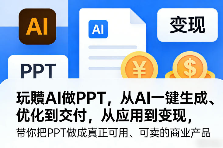 玩賺AI做PPT，从AI一键生成、优化到交付，从应用到变现，带你把PPT做成真正可用、可卖的商业产品(更新0401)-冒泡网