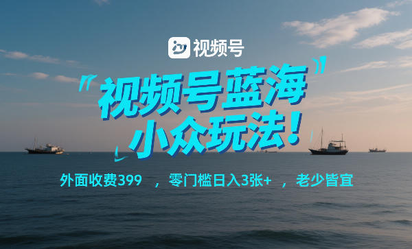 视频号蓝海小众玩法！外面收费399，零门槛日入3张+，老少皆宜-冒泡网