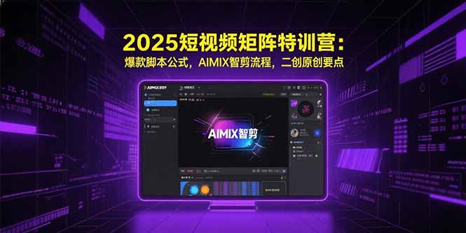 2025短视频矩阵特训营：爆款脚本公式，AIMIX智剪流程，二创原创要点-冒泡网