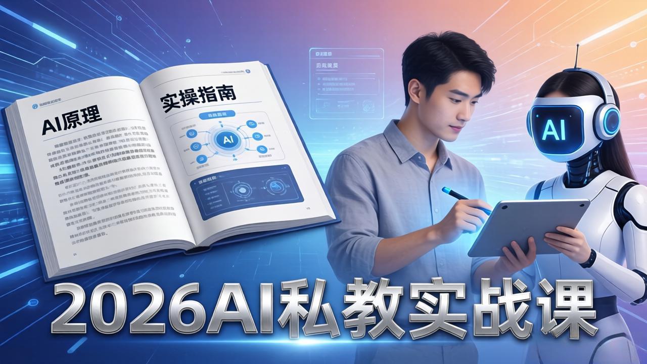 2026AI私教实战课：从AI原理到全场景实操，零基础学会用AI提效+单人单干创业-冒泡网